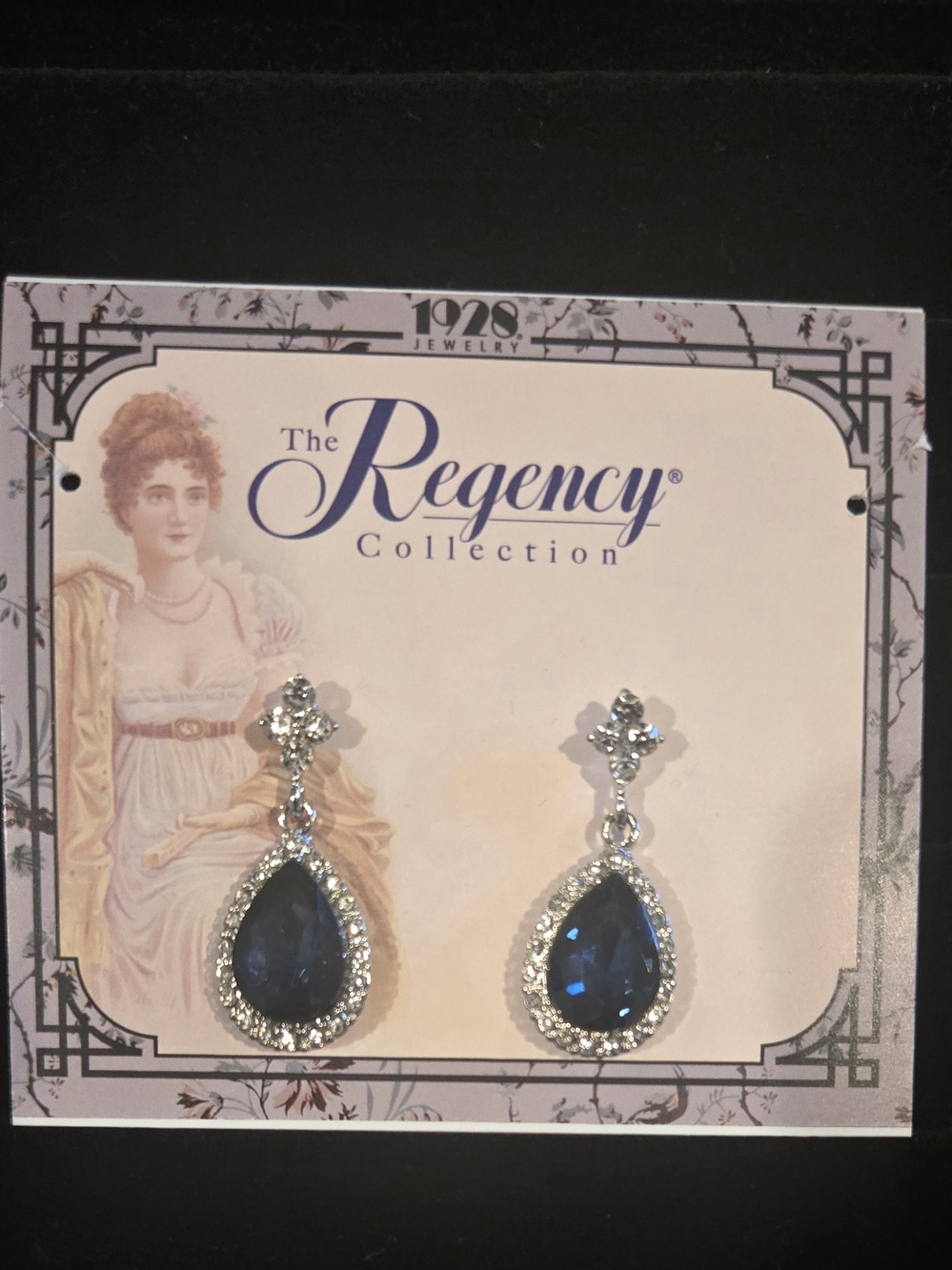 Regency Collection Navy Teardrop Crystal Earrings